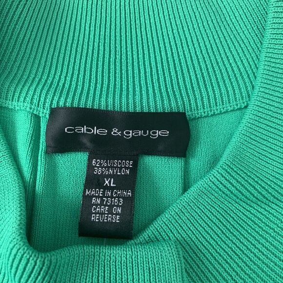 Cable & Gauge XL Green knit Cape Sweater NWOT - Picture 3 of 5